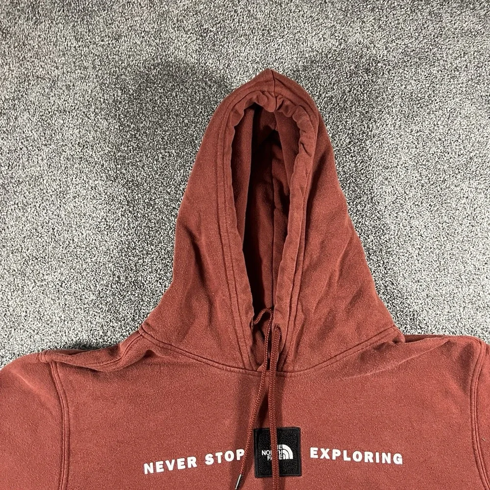 The North Face Mens Large Brown Pullover Hoodie Never Stop Exploring Sweatshirt